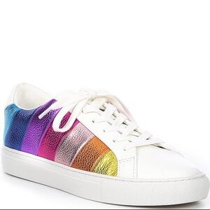 Kurt Geiger Lane Stripe Crinkle Metallic Rainbow Sneakers
